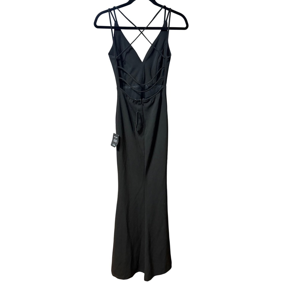 Lulus Black Maxi Dress XS V-Neck Crisscross Back‎ Mermaid Gown NWT